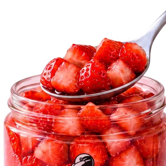 A jar of KOKONUT strawberry coconut pudding