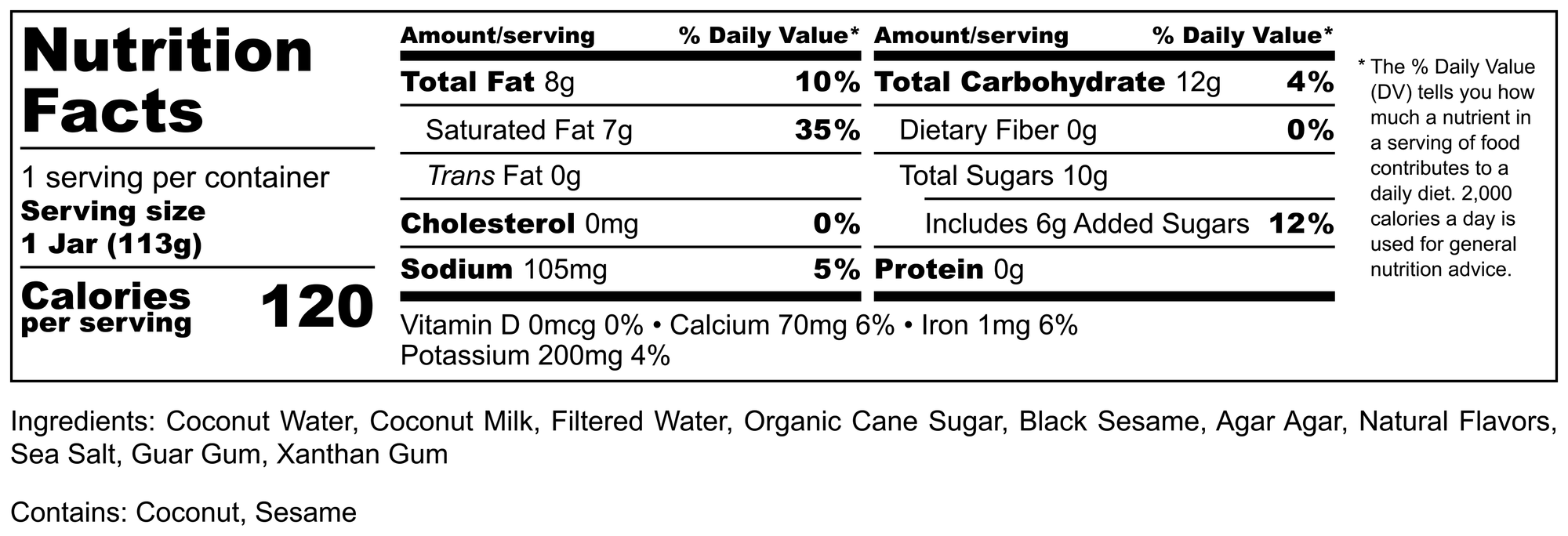 Case of 6 - KOKONUT Coconut Pudding Nutty Black Sesame Flavor, 4oz, Vegan, Gluten-Free