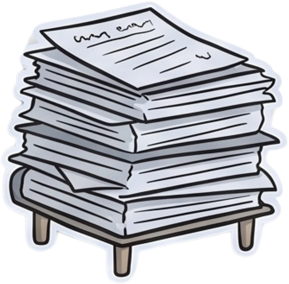 A towering stack of paperwork