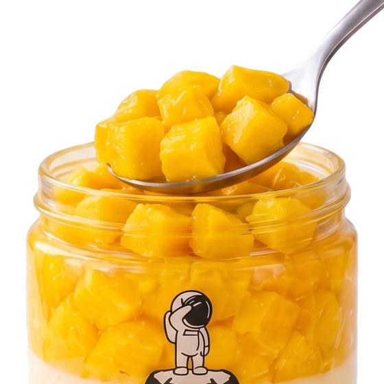 A jar of KOKONUT mango coconut pudding